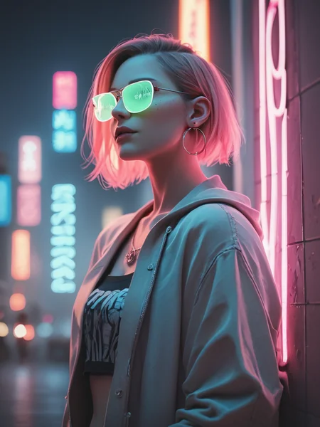 score_9, score_8_up, score_7_up, score_6_up, score_5_up, score_4_up, <lora:n30nXLP:0.8>, n30n, neon lights, 1girl, glasses