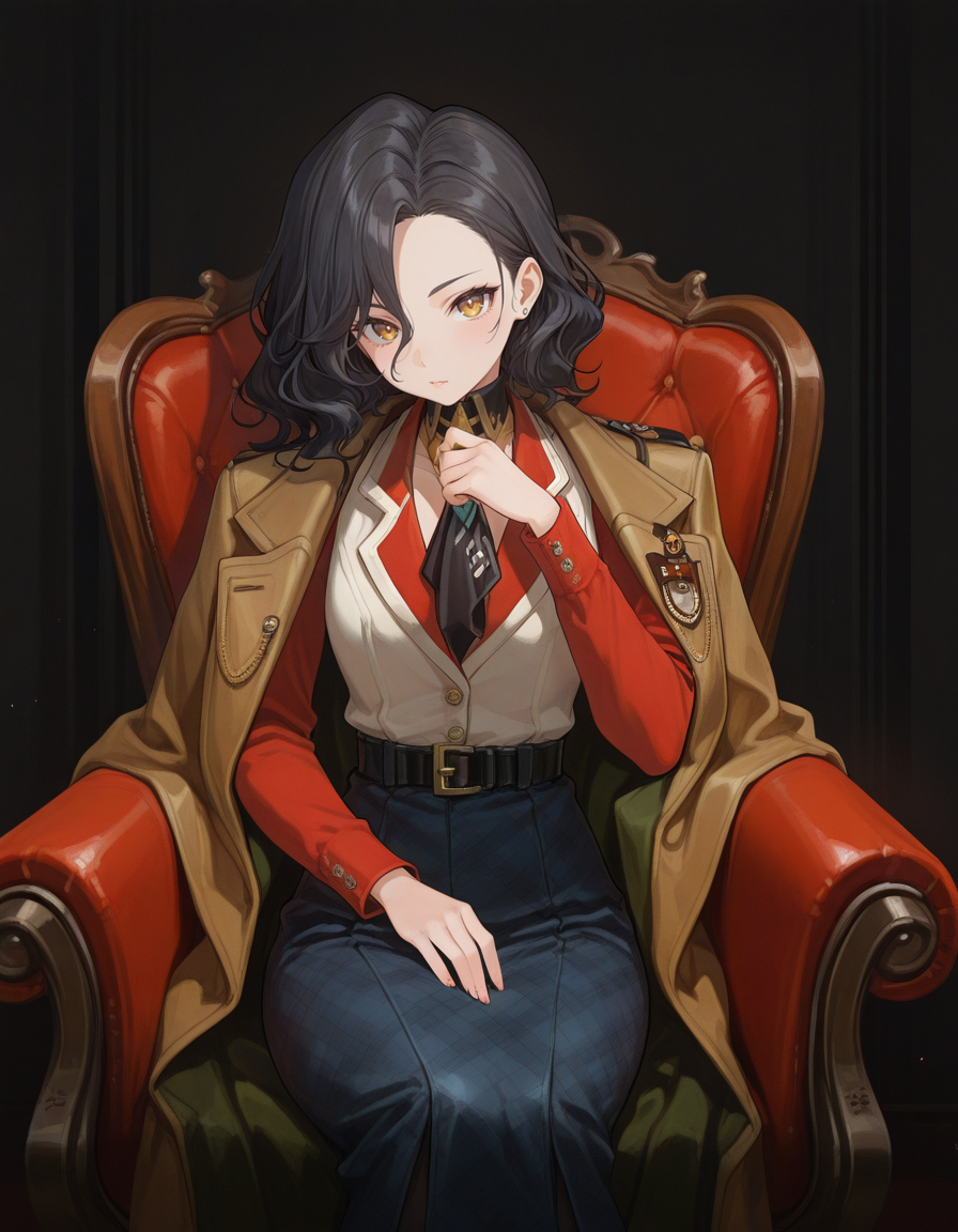 1girl, solo,  noire , , looking at viewer, sitting, 
<lora:noire:1>, (masterpiece, best quality, high quality, highres, ultra-detailed),