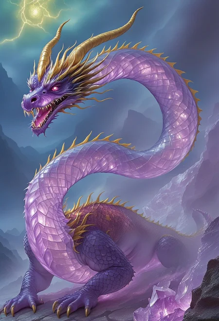 flu0rite, iridiscent, VALHERO fluorite mineral dragon fighting during the Battle of Ragnarok