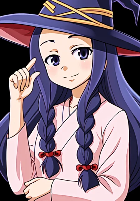 <lora:UQHolder:0.6>,Yue_Ayase,solo, smile, witch hat,
