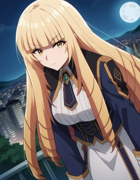 score_9, score_8_up, score_7_up, source_anime,
orianarose, <lora:oriana-rose-ponyxl-lora-nochekaiser:1>,
oriana rose, long hair, blonde hair, yellow eyes, drill hair, bangs, blunt bangs, mature female,
skirt, jacket, necktie, white skirt, corset,
outdoors, cityscape, night, moon, bent over,
looking at viewer, dutch angle,