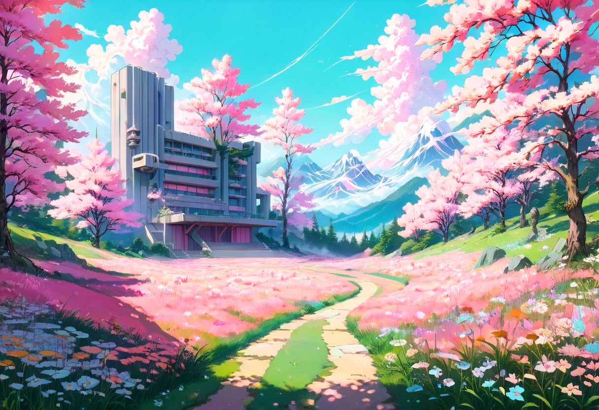 anime artwork Masterpiece of a pastel pink aesthetic springtime meadow,
<lora:xl_more_art-full_v1:0.2>
<lora:Brutalism:0.1> brutalism, style by Ghibli . anime style, key visual, vibrant, pink aesthetic, pastel aesthetic, studio anime,  highly detailed
