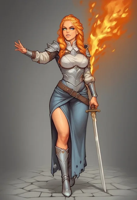 ((bestifacator, holding, black glowing eyes, dynamic pose, long fire hair))
((((full-clothed)))), ((long big sword in hands, sword in hands))
BREAK
(((((in ruined medieval castle, burned background))))))
score_9, score_8_up, score_7_up, score_6_up, source_cartoon, rating_explicit, Expressiveh, (((((full body))))), dynamic pose