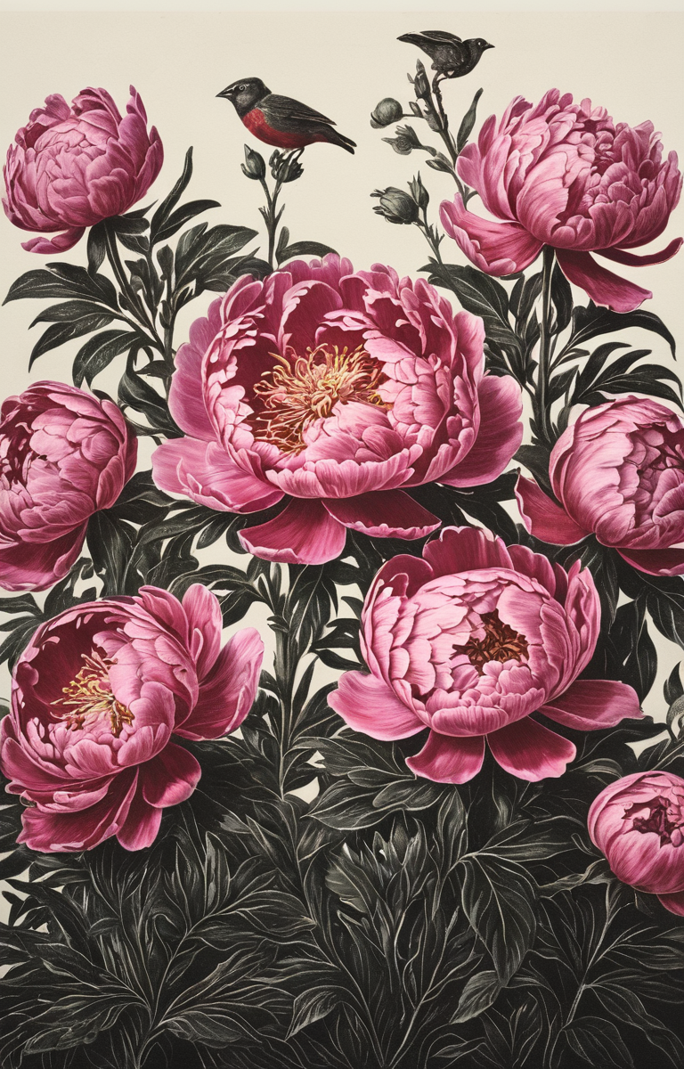 masterpiece,best quality,<lora:tbh39-sdxl:0.9>,illustration, decaying peonies