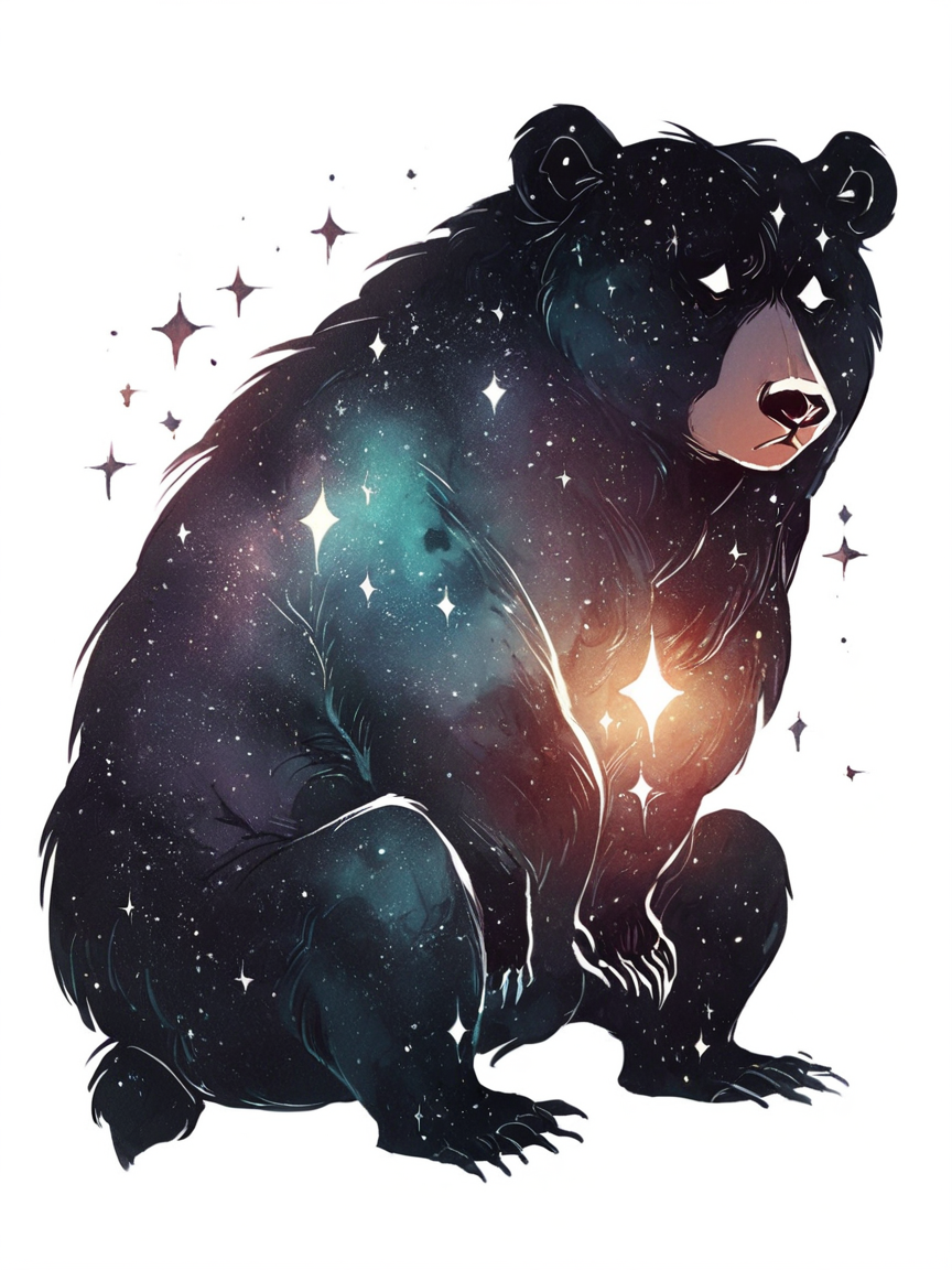 score_9, score_8_up, score_7_up, score_6_up, score_5_up, <lora:galaxyXLP:1> galaxy, bear, white background, feral, solo