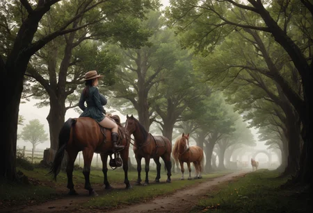 ,ruanyi0955,tree,outdoors,
multiple girls,horseback riding,horse,<lora:0955 wide road_v1_pony:0.7>, score_9, score_8_up, score_7_up, score_6_up, score_9, score_8_up, score_7_up, score_6_up source_anime, blush, 1girl, seduce smile, perfect body , natural huge breasts