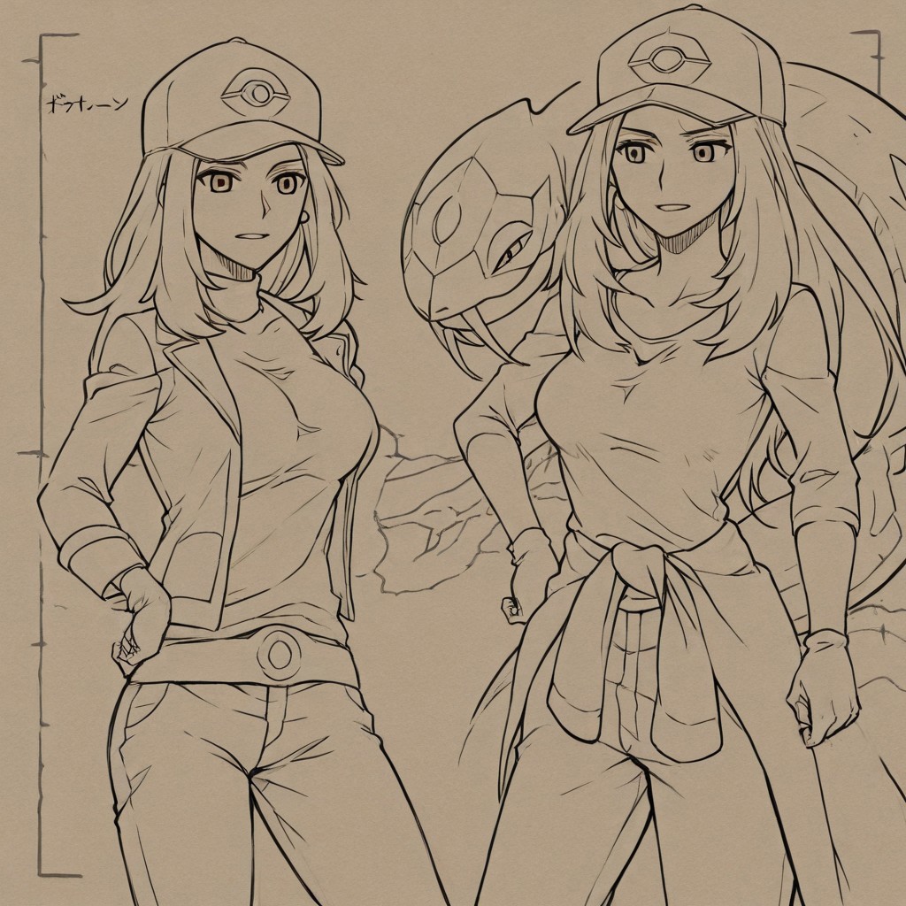 seviper, ral-frctlgmtry, mature female, pokemon trainer taking a break in the woods, seviper is their companion coils up close to them, trainer is looking at the map, jacket tied around their waist, wearing gloves, wearing baseball cap