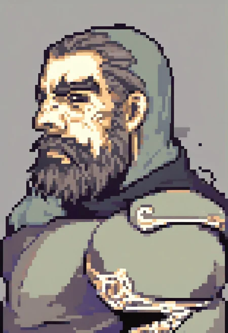 1man, loner person, black gloves, black long sleeves t-shirt, grey hoodie, beard, mustache, monocle, muscular, b0dybuilder_eb, showing his muscle biceps, closer distance face, closer distance head, his distance pressing against me, hd, high quality, 4k resolution