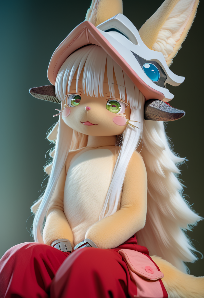 score_9, score_8_up, score_7_up,score_6_up, source_anime,source_furry, masterpiece, (perfect face, cute face), (cosplay photo, animegao:1.1), 1girl, skinny, narrow waist, solo forcas,(hadatai:1.3), hadatai folds, (skin folds:1.2),seams,
<lora:nanachi_PONY_ver2_epoch-000015:0.65>nanahi-default,narehate, nanachi (made in abyss),green eyes,white hair,long hair,furry,animal ears,ears through headwear,helmet,tail,puffy pants,
sitting ,
depth of field, <lora:Expressive_H:1.0><lora:Detailed_eyes:0.4><lora:noobaiXLNAIXL_epsilonPred11Version-lora:0.02><lora:agkr4pd6:0.8><lora:kig_il_v1:0.55><lora:add_contrast_XL:-1.15><lora:add_saturation_XL:0.5><lora:add_brightness_XL:0.25><lora:illustrious_glossy_skin:1>