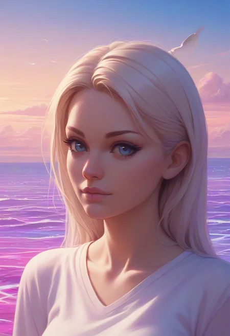 , a representative feather, Hyperrealism, a witty waterfalls, matte painting, a vanishing thorn, synthwave, 1girl, solo, colourful, score_9, score_8_up, score_7_up, masterpiece, best quality, very aesthetic