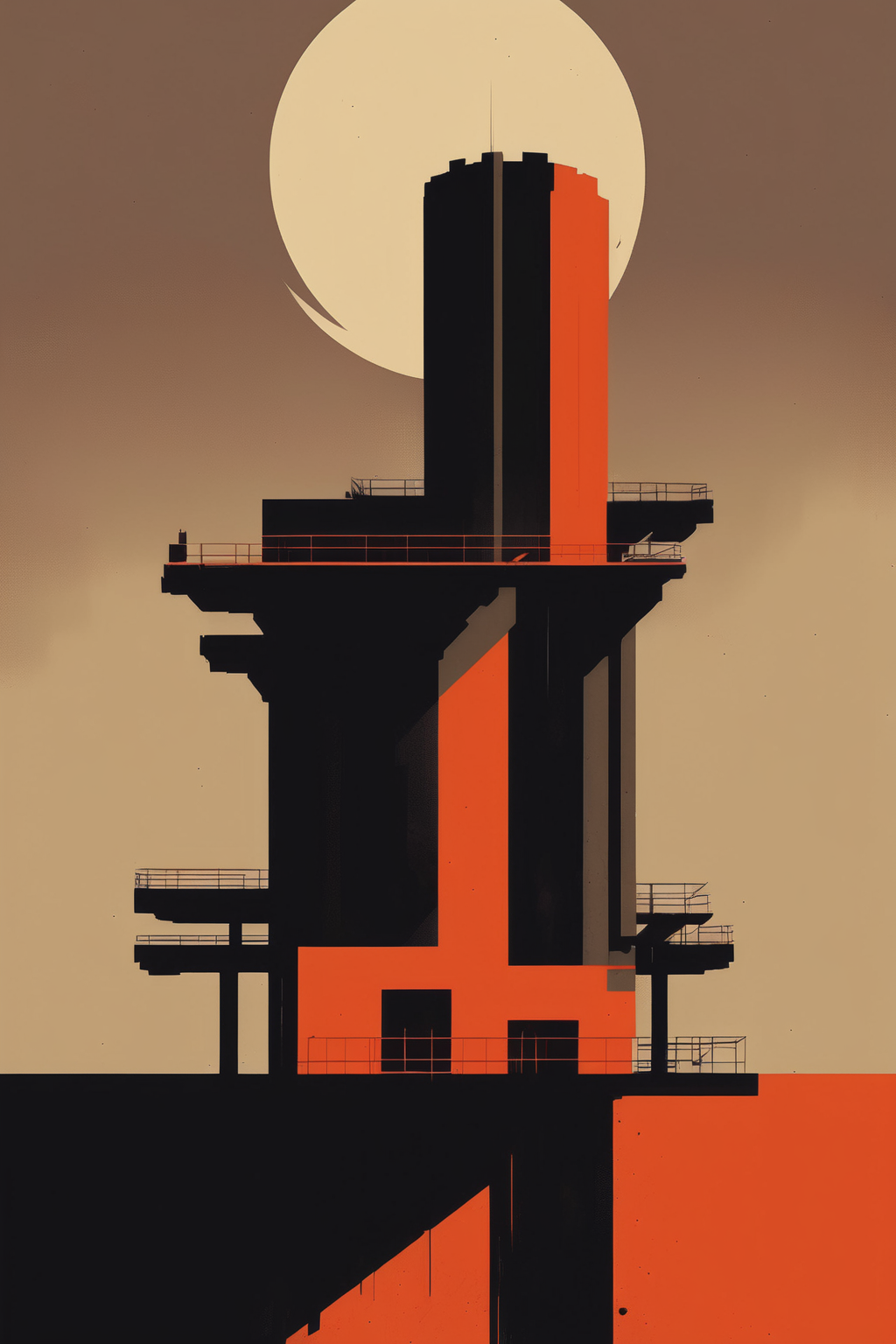 <lora:Olly Moss Style:1>Olly Moss Style - 9 examples bunker castle builder simple brutalist cool logo