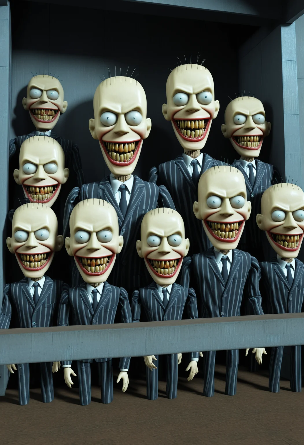 Human puppets, controlled by the combine, uncanny valley, nightmare fuel, way too many teeth, oh the horror,
combinestyle