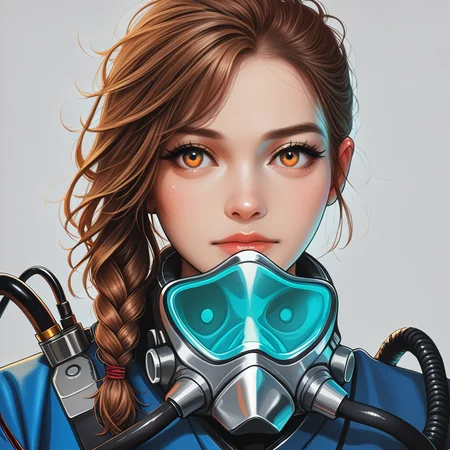 1girl (tritachyon) <lora:Starsector_NOOB_vPred_v1.0:0.9>, brown hair, asymmetrical hair, side braid,
BREAK 1girl, 1girl, 1boy, dancing,
BREAK skull, cable, cyborg, gas mask, mechanical parts, tube, respirator, (grey background),
BREAK general, (maguta:1.1), (mamei mema:0.95), (meipoi:0.9), (flat color), limited palette, masterpiece, best quality, absurdres, highres, newest, <lora:ponyv6_noobV1_2_adamW:0.7>, <lora:VICE_v1.0:0.4>