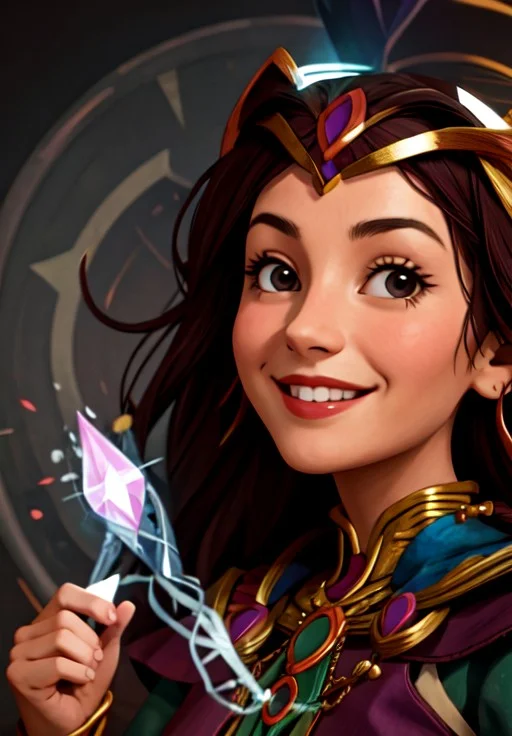 <lora:sorceress:0.8>, sorceress, portrait, smile