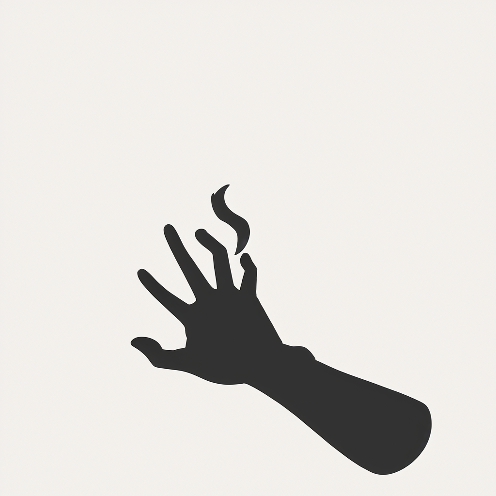 Minimalist Vector Art, ArsMJStyle, The image depicts a black and white outline of a hand reaching out with fingers slightly curved. The background is completely white, making the hand the focal point. The overall mood is delicate and expressive hand, silhouette, monochrome, greyscale, simple background, white background, outline.  <lora:Minimalist_vector_artSDXL:1>