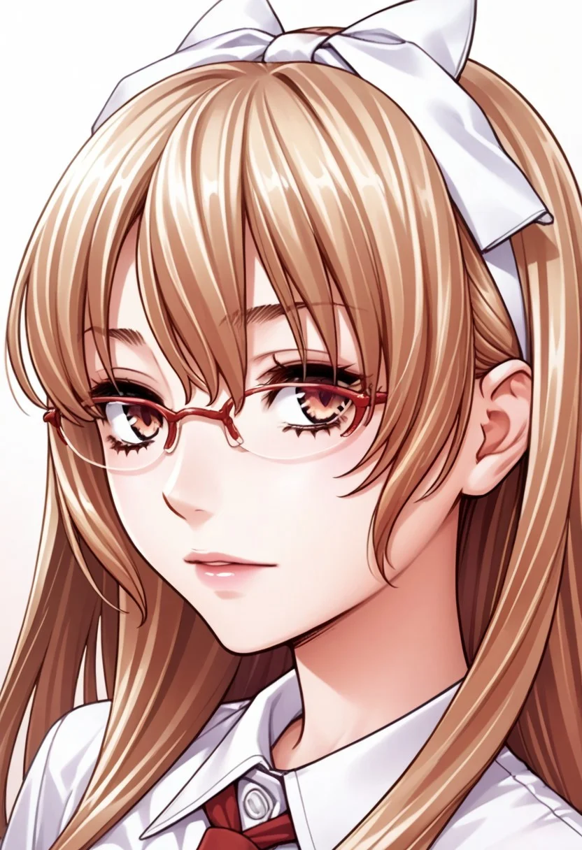 score_9, score_8_up, score_7_up, source_anime,(extremely detailed CG), (best quality),1girl,long hair, hair bow,glasses,face ,