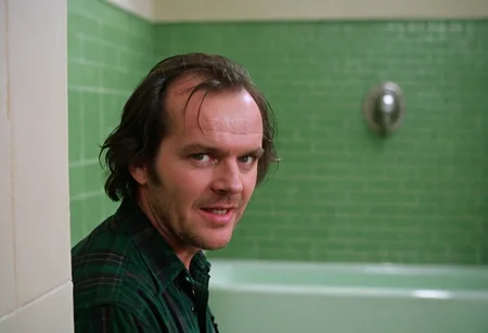Shin1ng, Jack Torrance, man, closeup, green bathroom, Overlook Hotel, indoors
