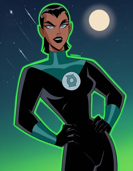 score_9, score_8_up, score_7_up, source_anime,
<lora:katma-tui-cartoon-ponyxl-lora-nochekaiser:1>, katma tui, hort hair, black hair, dark skin, dark-skinned female, makeup, lipstick, black lips,
gloves, bodysuit,
outdoors, space, moon, sun, starry sky, smile, hands on hips,
looking at viewer, cowboy shot, dutch angle, solo,