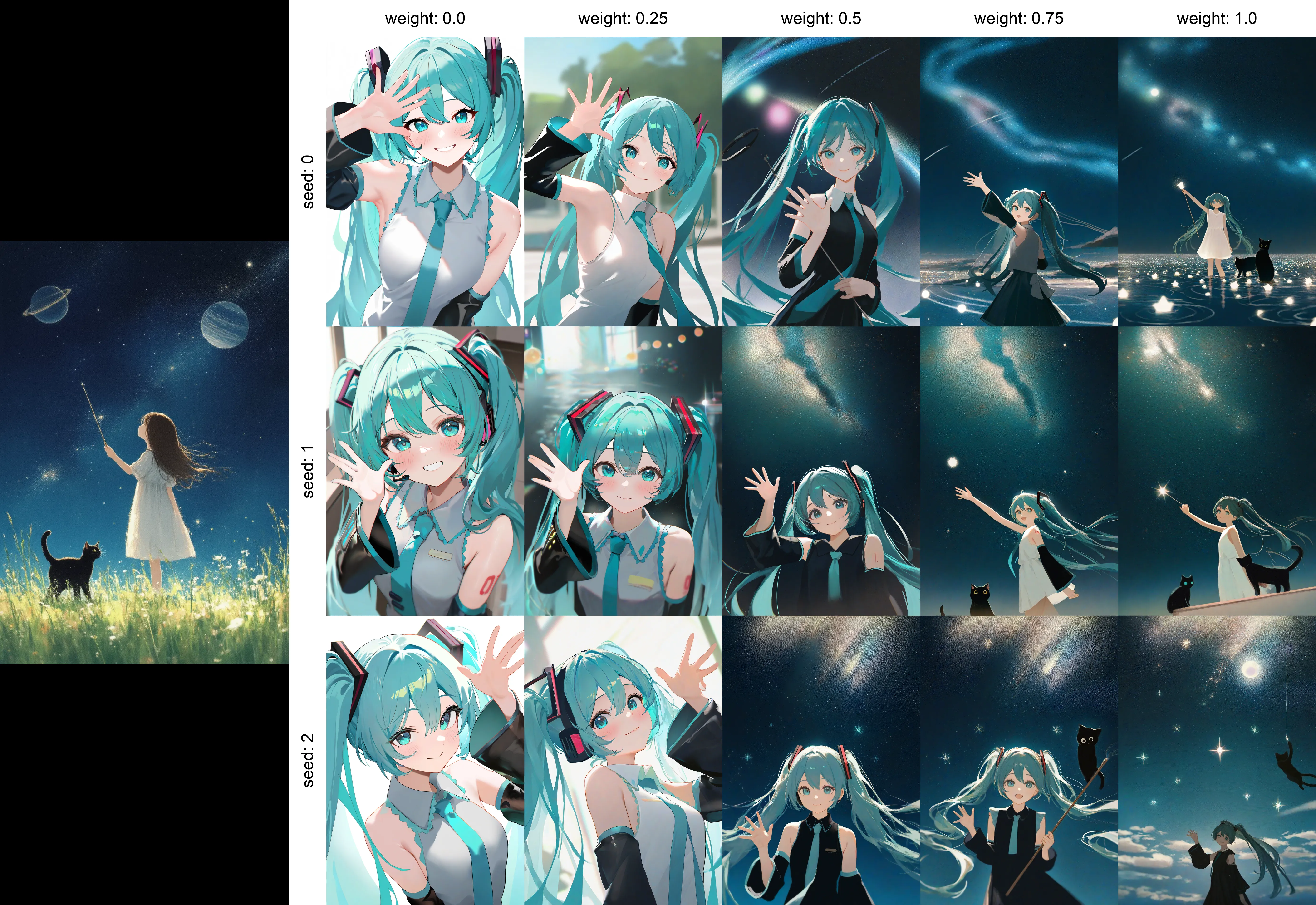 masterpiece, best quality, newest, absurdres, highres, 1girl, hatsune miku, vocaloid, aqua hair, aqua eyes, twintails, aqua necktie, cyan shirt, sleeveless, detached sleeves, black sleeves, upper body, smile, looking at viewer, waving