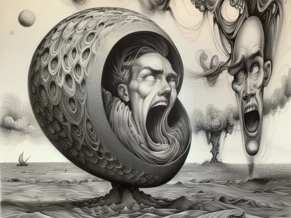<lora:sur-mono_XL:1>, sur-mono_XL,monochrome, line sketch, surrealistic, in the style of Brett Manning