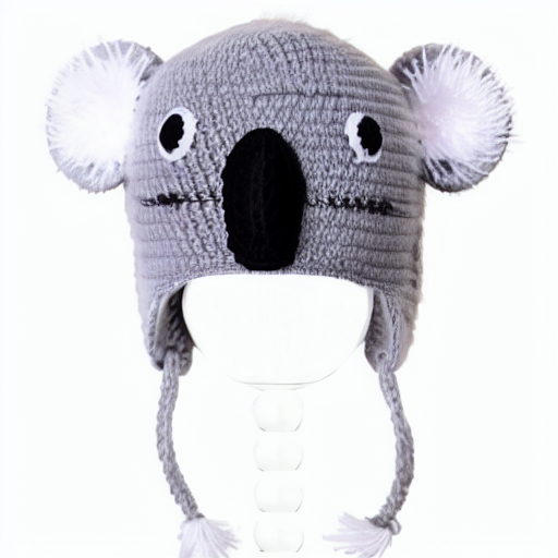 animal beanie, koala hat, koala beanie, fur ears, fur pompoms