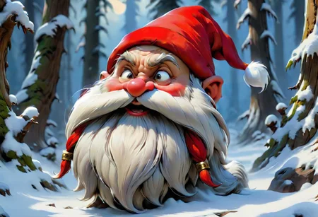 RTX, 8k, HDR, best quality, realism, film plot, (masterpiece), close-up, portrait, oil paint, watercolor, art by Greg Rutkowski, Frank Frazetta,
Harry the Gnome, detailed digital art, cheerful Harry the Gnome, wearing a red Santa hat, laughing, cartoon style, snowy forest background, billowing clouds, Harry the Gnome, flowing long beard, braided mustache, celestial aura, mystical setting, celestial runes in the air, radiating glow, iridescent stones, gnome Harry with bracelets, magical fireworks in the air, surreal landscape with floating clouds, detailed and charming, magical spirit of Christmas, cold air flowing in the air, matte style, high detail, long flowing beard,