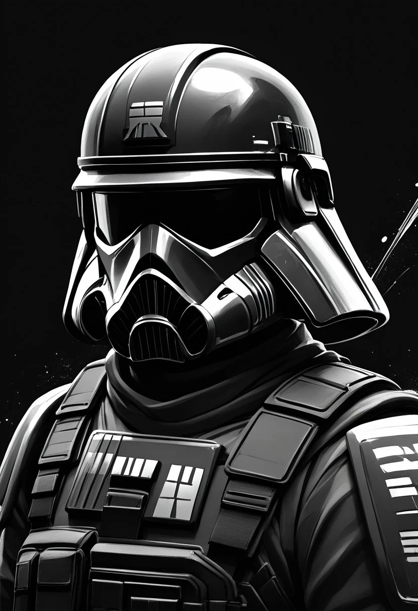 score_9, score_8_up, score_7_up, line drawing, portrait of stormtrooper <lora:StormTrooperE10:0.6>, armor, helmet, monochromemuse, monochrome, greyscale, ink splatter, black background
