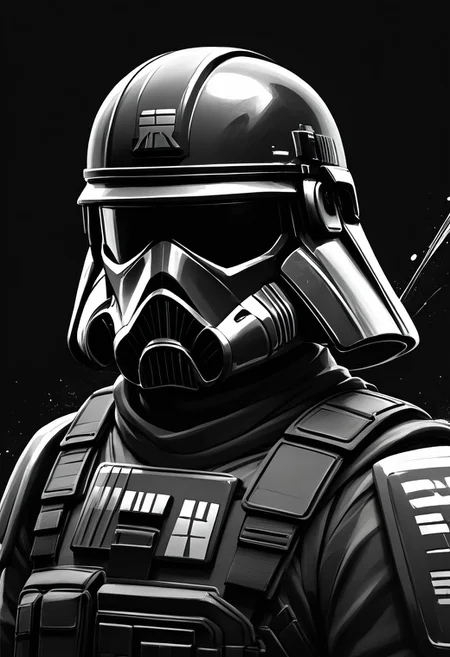 score_9, score_8_up, score_7_up, line drawing, portrait of stormtrooper <lora:StormTrooperE10:0.6>, armor, helmet, monochromemuse, monochrome, greyscale, ink splatter, black background