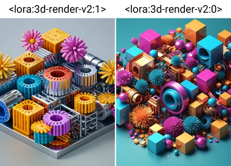 3d render, isometric, busy composition of many colorful connected geometric metallic objects, bloom, depth of field, octane <lora:3d-render-v2:1>