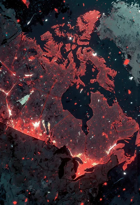 Laser Defense Maple Network
"Mh1$AgThS2
Canada's territories have been equipped with a defensive laser network that projects a three-dimensional maple leaf energy field extending 1,000 kilometers into space. Viewed through a 100mm telephoto lens from high Earth orbit, the scene captures the moment this system activates to intercept an incoming meteor shower. Each province contains multiple laser emitters that fire synchronized beams in maple red, the energy streams converging at predetermined points to create a perfect force field following Canada's borders. The territories within this protective geometry glow with power generation activity, the entire nation humming with the energy required to maintain this defensive shield. Where the lasers intersect, energy nodes form that pulse with blinding intensity, creating spectacular lens flares that dominate the frame. The incoming meteors vaporize upon contact with this maple shield, their destruction creating brief flashes of complementary green light that highlight the red defensive grid. The system's precision is such that it perfectly preserves Canada's distinctive shape even as it extends far beyond the atmosphere.
The entire composition crackles with technological power—Canada reimagined as a nation protected by light itself, its borders defined by lasers visible from deep space.
Thin border of targeting calculations showing interception coordinates on an epic border background."