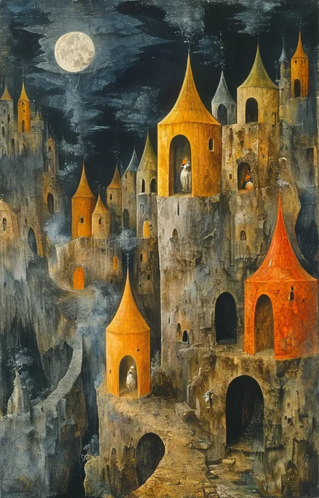 masterpiece,best quality,<lora:tbh180-sdxl:0.9>,illustration,style of Remedios Varo,
