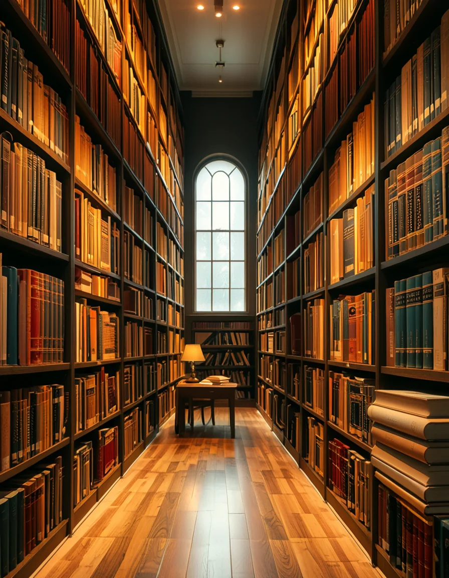 A quiet and well-organized aisle in a grand university library, lined with tall wooden bookshelves filled with countless books of various sizes and colors. The aisle is illuminated by soft, warm lighting from overhead lamps, casting a gentle glow on the polished wooden floor. A cozy reading nook with a wooden chair and a small desk is tucked into a corner, with an open book resting on the surface. The background features large arched windows letting in natural daylight, adding a serene and scholarly atmosphere. The perspective of the image leads down the aisle, creating depth, with book titles slightly visible on the spines. The ambiance is peaceful, evoking a sense of knowledge and intellectual curiosity.
<lora:SDXLFaeTastic2400:0.4> <lora:extremely_detailed:0.4> extremely detailed, <lora:University_Library_41sl3:1>,University Library 41sl3, Masterpiece,best quality,hi res,8k,hi res,8k,award winning,(sharp focus, intricate, highly detailed),