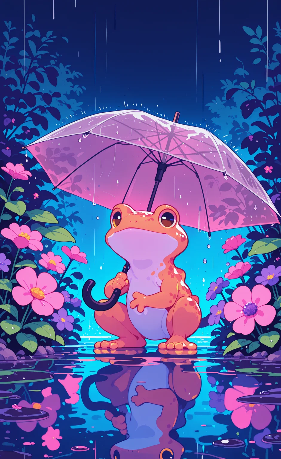 masterpiece,best quality,amazing quality,
looking at viewer, holding, flower, outdoors, water, no humans, night, animal, leaf, umbrella, cat, plant, pink flower, rain, holding umbrella, purple flower, water drop, animal focus, frog, transparent, transparent umbrella, reflective water, haiz_ai, in the style of cknc,
Flatline, Flat vector illustration <lora:ponyv6_noobE11_2_adamW-000017:0.3> <lora:checkpoint-e18_s306:1.5> <lora:ck-nc-cyberpunk-IL-000011:0.6> <lora:haiz_ai_illu:0.7>