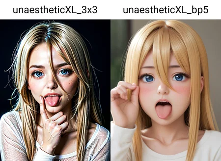 1girl,,, :o, blonde hair, blue eyes, blush, collarbone, eyelashes, hair between eyes, hand up, long hair, long sleeves, looking at viewer, open mouth, portrait, solo, teeth, tongue
