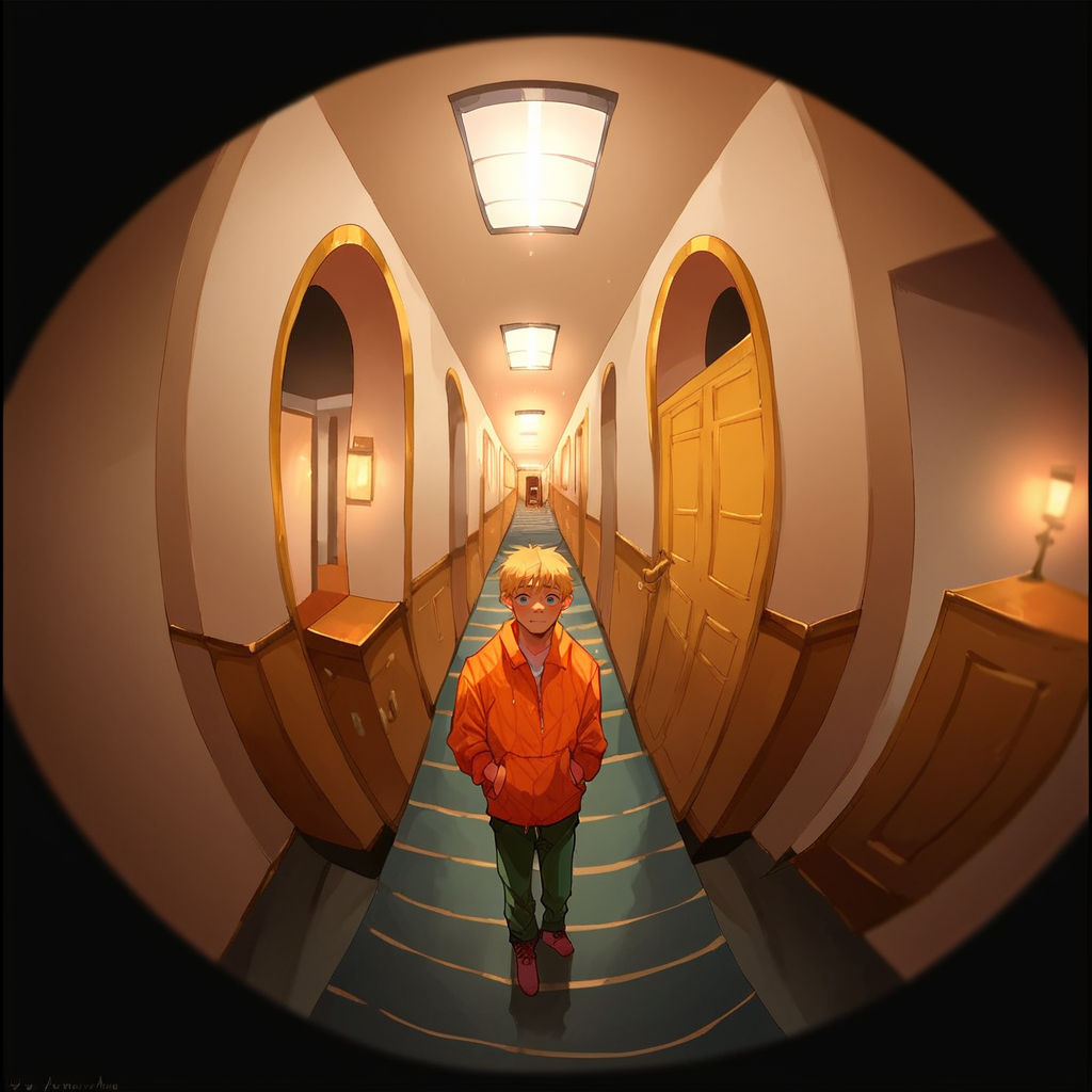 score_9, score_8_up, score_7_up, score_6_up,  <lora:f1sh3y3XLP:1> f1sh3y3, 1boy, hallway, black border