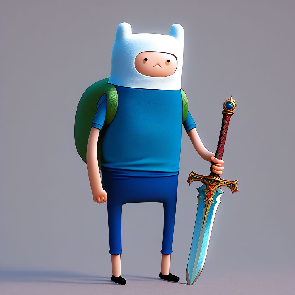 score_9, score_8_up, score_7_up, source_anime, (best quality:1.1), (masterpiece:1.2), (realistic:1.2), (detailed:1.1), (highres, best quality:1.2), adventure time, Expressiveh,
1boy,finn the human, \(adventure time\), dot eyes, green backpack, backpack, Blue shirt, shirt, Blue short, short, with hat,
solo, closed mouth, collared shirt, full body, sword, looking at viewer, standing, holding sword, angry stare,