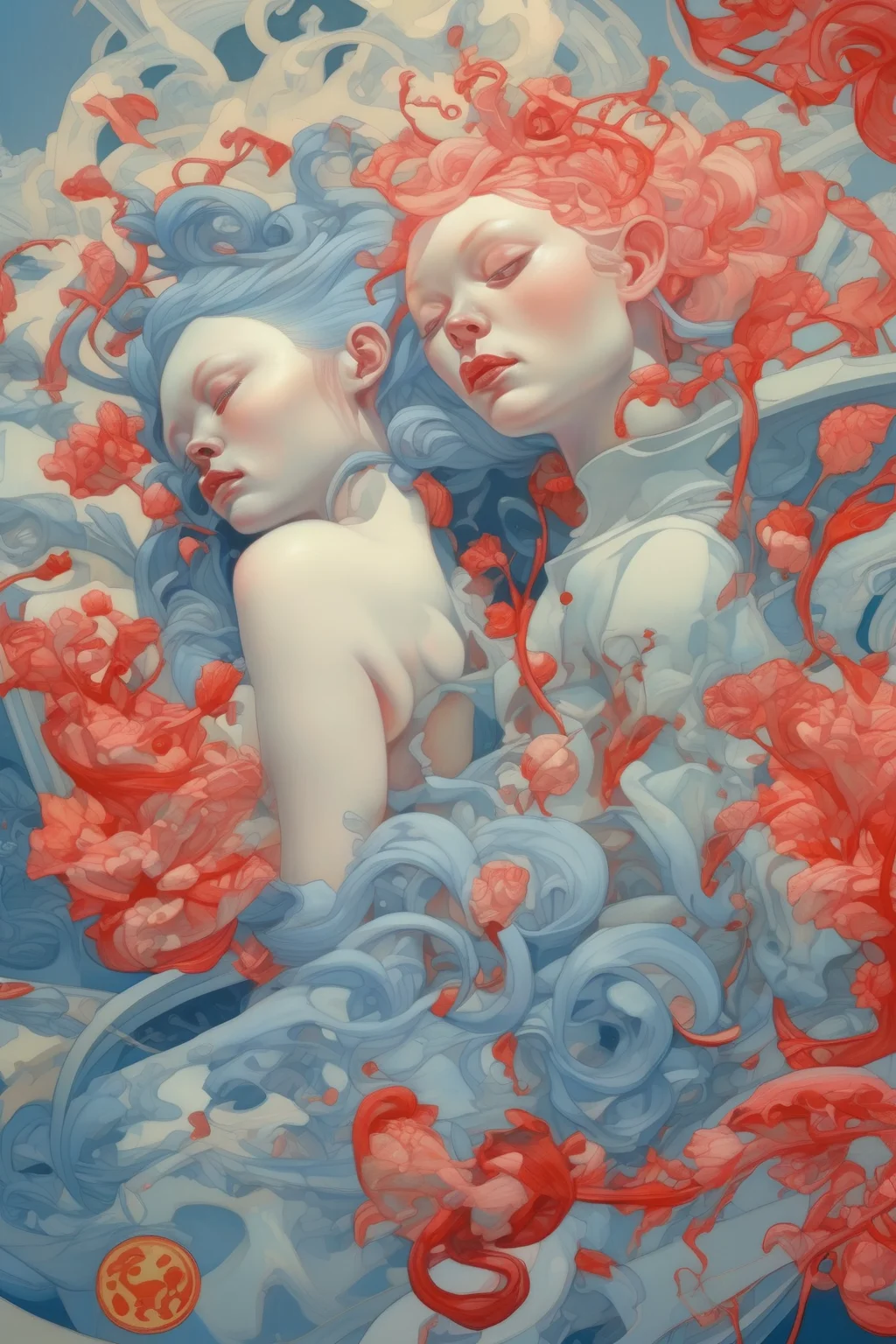 <lora:James Jean Style:1>James Jean Style - show me how life is passing, how we struggle in life, how reality is changing in style of james jean