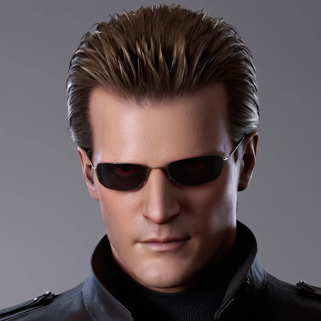 Horror-themed, cinematic film still of <lora:add-detail-xl:0.3>
<lora:detailed:0.3>
<lora:perfection style:0.3>
<lora:resident evil style:1>
<lora:Unreal Engine style:0.4>Unreal Engine style
Albert Wesker a man with red eyes and a black jacket,solo,looking at viewer,smile,red eyes,1boy,closed mouth,male focus,artist name,glowing,portrait,glowing eyes,spot color,hair slicked back ,horror themed, sharp, detailed, epic photography, artistic, dramatic light, cinematic style, film style, resident evil style, Eerie, unsettling, dark, spooky, suspenseful, grim, highly detailed