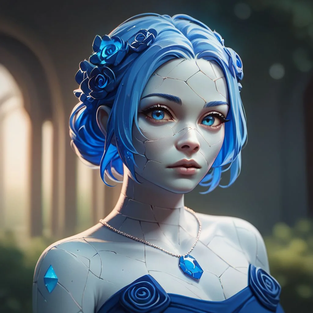 (((beautiful, high quality))), upper Body, score_9, score_8_up, score_7_up,
easynegative, GenasiEarth,
1girl, stone skin, blue gems inclusions, blue gems hair, blue eyes, blue fantasy dress,
looking at the viewer, posing,
blurred background,