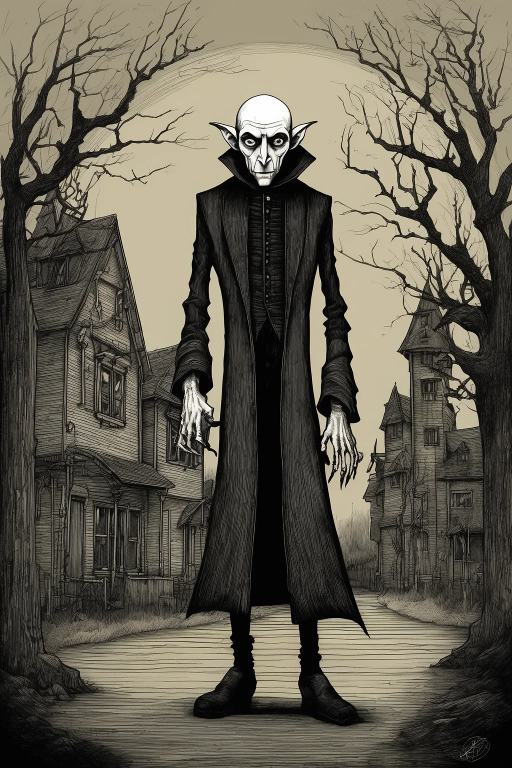 John Kenn Mortensen Style - nosferatu in the style of john kenn mortensen