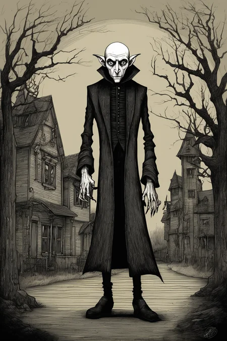 John Kenn Mortensen Style - nosferatu in the style of john kenn mortensen