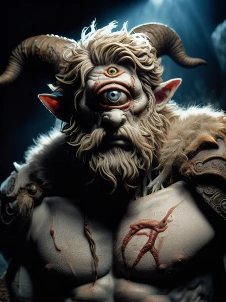 An amazing photo of Roman monster. Photorealistic Britannia. Use Roman mythology to create terrifying monster., high quality very detailed, high resolution, sharp, Sigma fp with Sigma 45mm f-2.8 DG DN. Photography by Martin Schoeller and Jeremy Geddes and Sally Mann, cyclops <lora:cyclops:1>