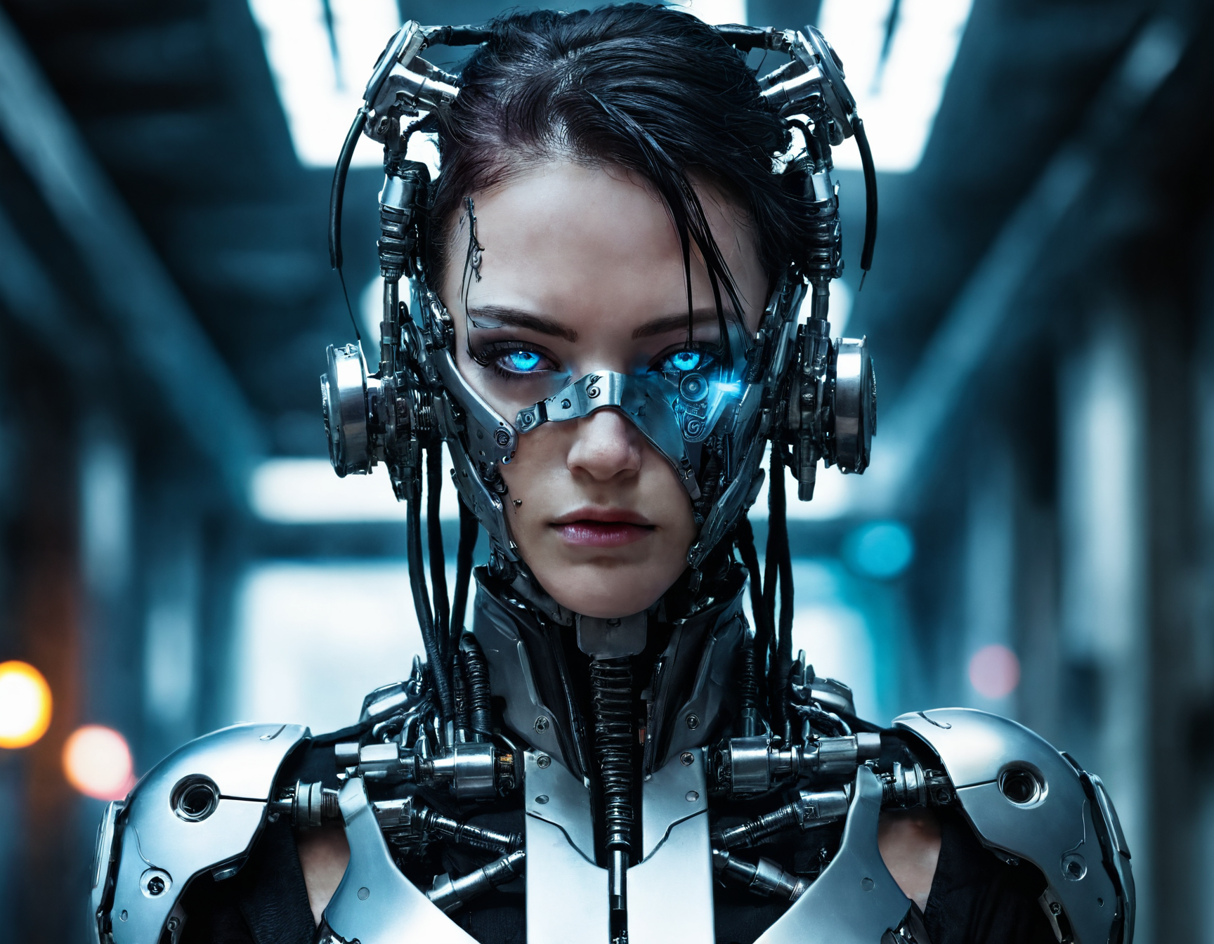 <lora:r0k00g00th:1>,r0k00g00th,r0kur3&l1tyHD. cyberpunk art,, a woman with blue eyes and a futuristic suit with metal parts on her face and shoulders [2]