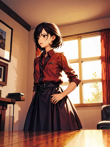 best quality,girl,dynamic shot,room,detailed background ,