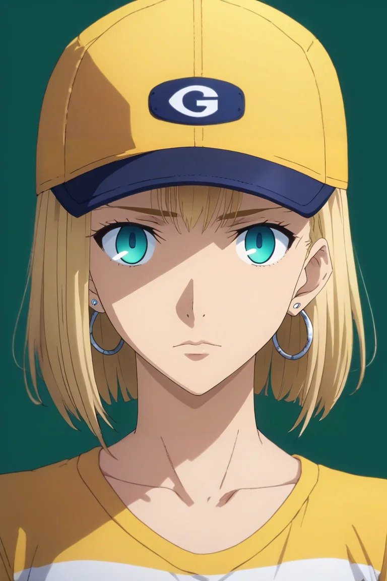 score_9, score_8_up, score_7_up, source_anime, rating_safe, , (realistic:0.6), , upper body, , 1girl, aqua eyes, baseball cap, blonde hair, closed mouth, earrings, green background, hat, hoop earrings, jewelry, looking at viewer, shirt, short hair, simple background, solo, upper body, yellow shirt, solo, Alien invasion, <lora:fsn_ubw_style_pony:0.9>, fsn_ubw_style, <lora:sdxl_lightning_8step_lora:1>
