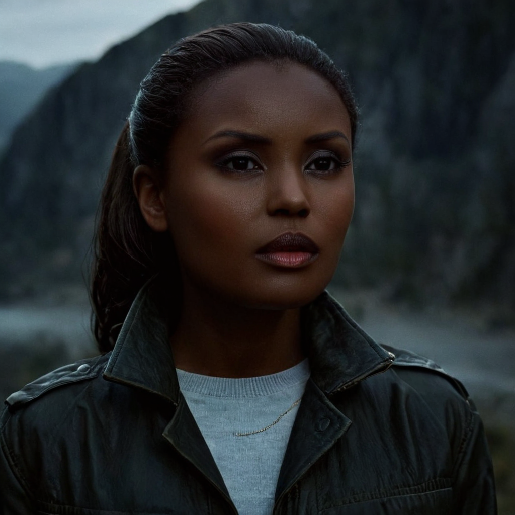 cinematic film still of <lora:add-detail-xl:0.1>1
<lora:detailed:0.3> realism
<lora:perfection style:0.2> perfect
<lora:eyetune:0.6>
<lora:xl_more_art-full_v1:0.3>
<lora:Ron Fricke style:0.3>
<lora:Unreal Engine style:0.3>
<lora:TeethXL:0.3>
<lora:Chiaroscuro Lighting Style:0.3> Chiaroscuro Lighting Style
 <lora:Alan Wake horror story style:1>
 <lora:horror movie style:0.3>
Saga Anderson protagonist2 a woman with a jacket on looking at the camera, horror movie themed, sharp, detailed, epic photography, artistic style, dramatic light, cinematic style, film style, creative style, horror story style, 1girl, solo, brown hair, black hair, brown eyes, jewelry, jacket, upper body, earrings, outdoors, dark skin, blurry, dark-skinned female, lips, very dark skin, 1boy, male focus, facial hair, dark-skinned male, mountain, realistic
, shallow depth of field, vignette, highly detailed, high budget, bokeh, cinemascope, moody, epic, gorgeous, film grain, grainy