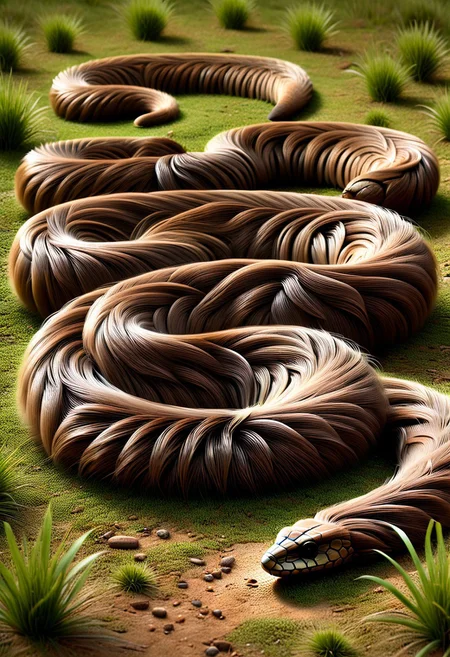 (photorealistic), no human, grassland, brown snake, made of w00kiee, (masterpiece), score_9
