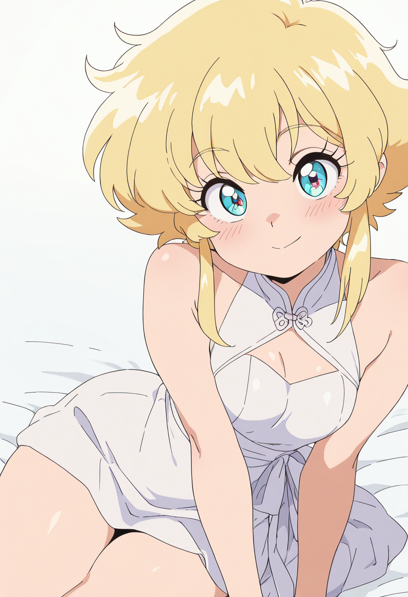masterpiece, best quality, 1girl, solo, eyelashes, (beautiful eyes),    1girl, solo, cute, white dress,   <lora:CuteRetroStyle_IXL_v1:1.0>,