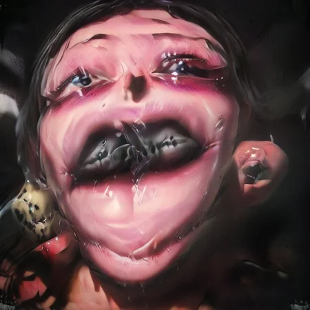 An award winning portrait photograph, a gorgeous busty bombshell brunette woman with teeth growing upon teeth and teeth kissing closeup, black ink facial tattoos, by Rembrandt, gravitational lensing, hoph fibration bundles distortion of features of transparent glass fruit, watermelon, apples, grapes, pears, figs, fern, flowers, flies, snakes, slugs, spiders, Leica M3, strobe flash, 3d stereoscopic color photograph, back lit, optical flow vector resolved Randomly,