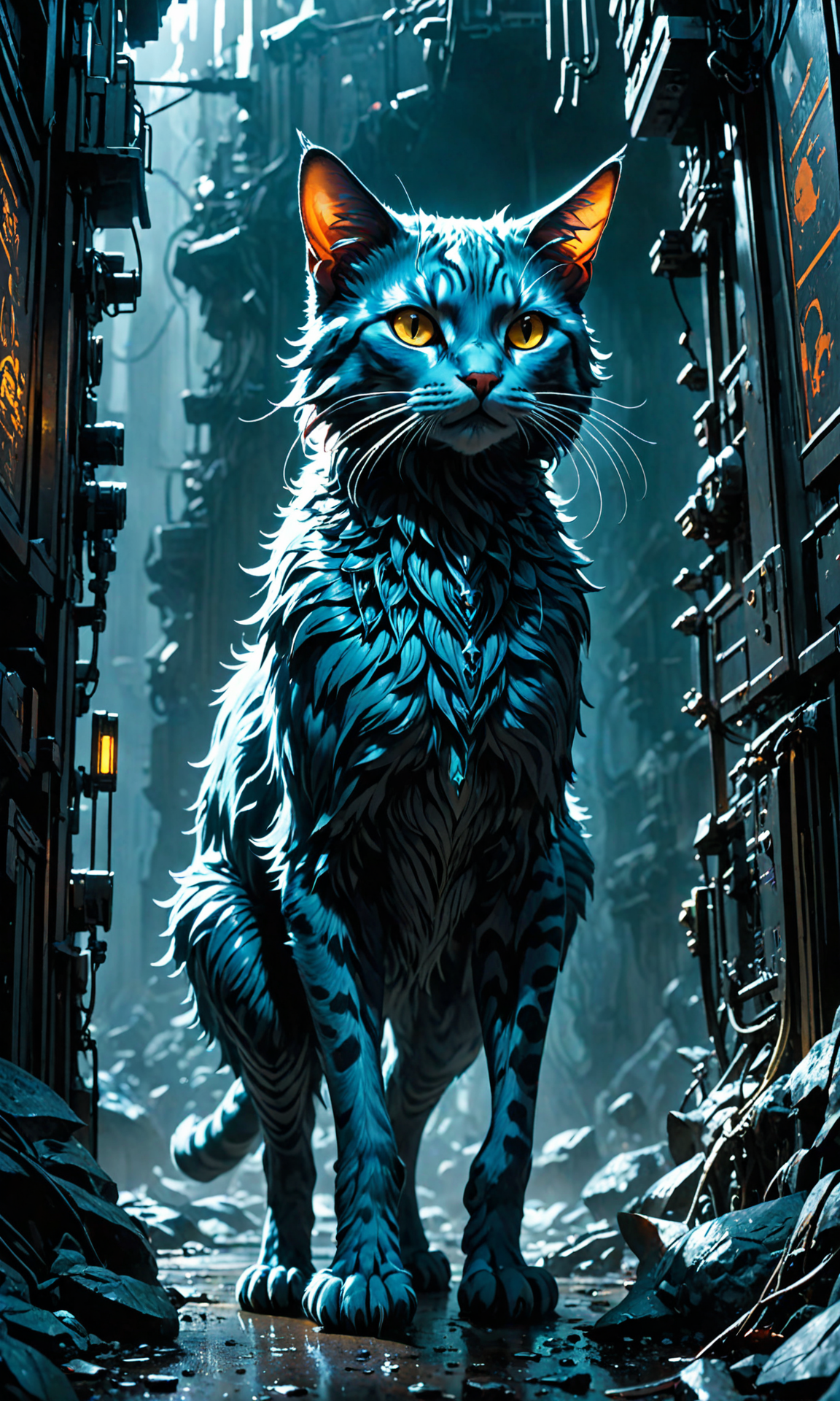 The most amazing dream you ever had about a cat-like creature of the apocalypse, concept art by James Jean and Wayne Barlowe, high detail, cinematic, cgsociety 8k render, octane render, vray, 3Ds maxwell boas jessica rossier and brian froud <hypernet:BadHands:1> <lora:Fast:0.69>